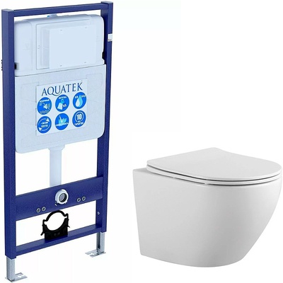 Aquatek Европа, Унитаз подвесной с инсталляцией и кнопкой, SET ЕВРОПА бел