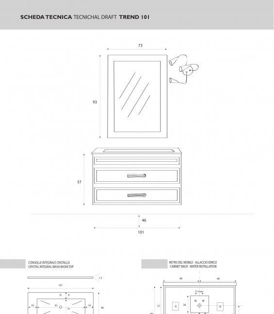 Cezares Trend Moderno, Раковина, TR101/CR.BiaExCh / TR101/CR