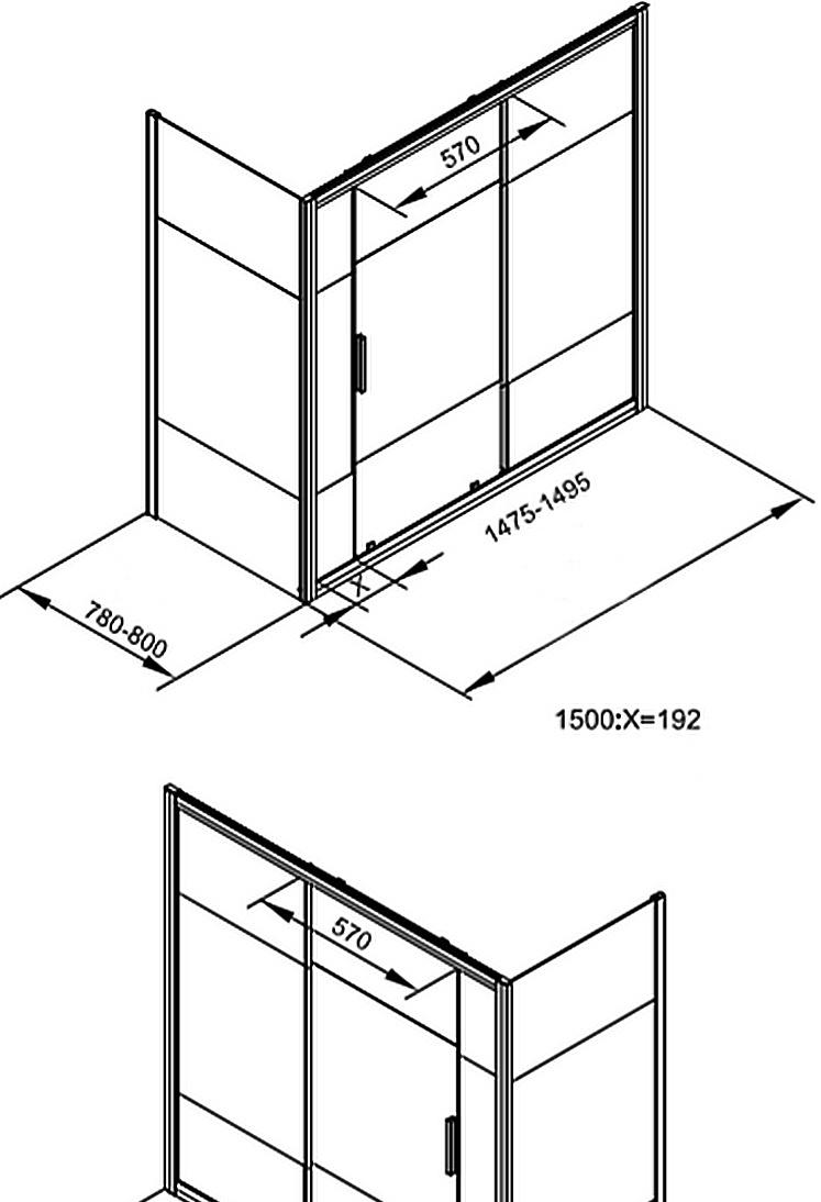 Боковая стенка - Aquanet, Practic, 80x150 см, AE10-F-80H150U-CP