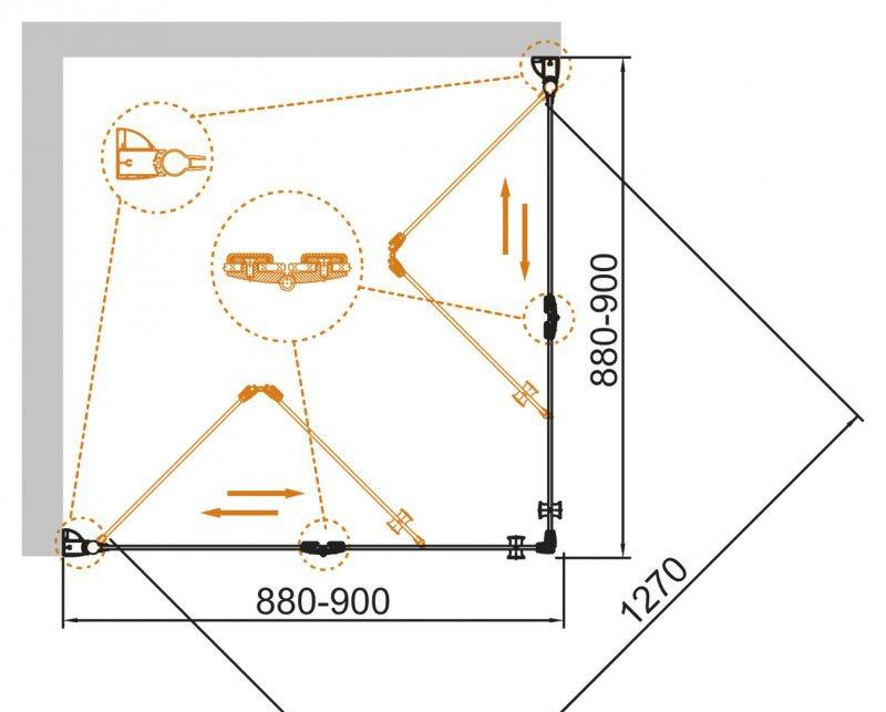 Душевой уголок - Cezares, Eco, 90x90x195 см, ECO-O-AS-2-90-C-Cr