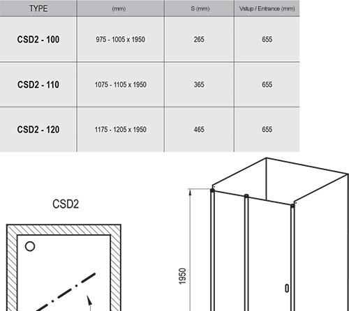Душевая дверь - Ravak, Chrome, 100x195 см, 0QVACC00Z1