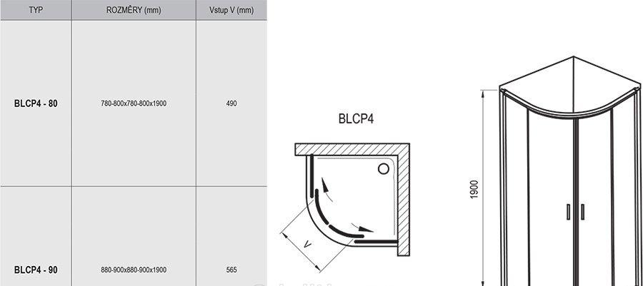 Душевой уголок - Ravak, Blix, 90x90x190 см, 3B270C00Z1