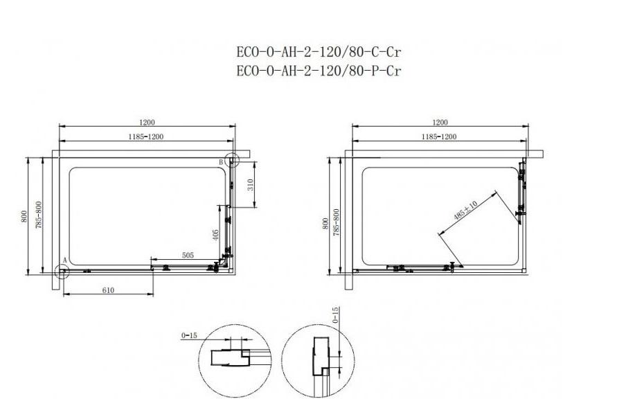 Душевой уголок - Cezares, Eco, 80x120x190 см, ECO-O-AH-2-120/80-P-Cr