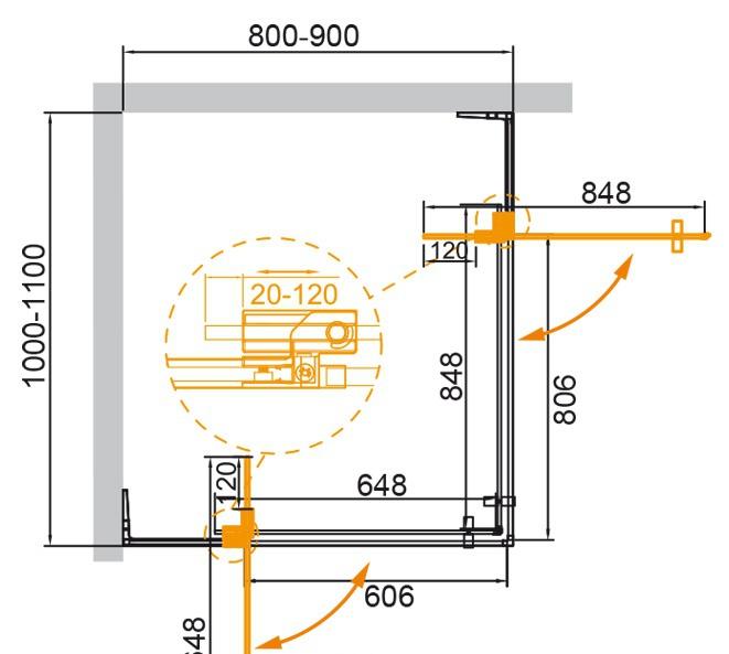 Душевой уголок - Cezares, без коллекции, 100x80x195 см, SLIDER-AH-2-80/90-100/110-C-BORO