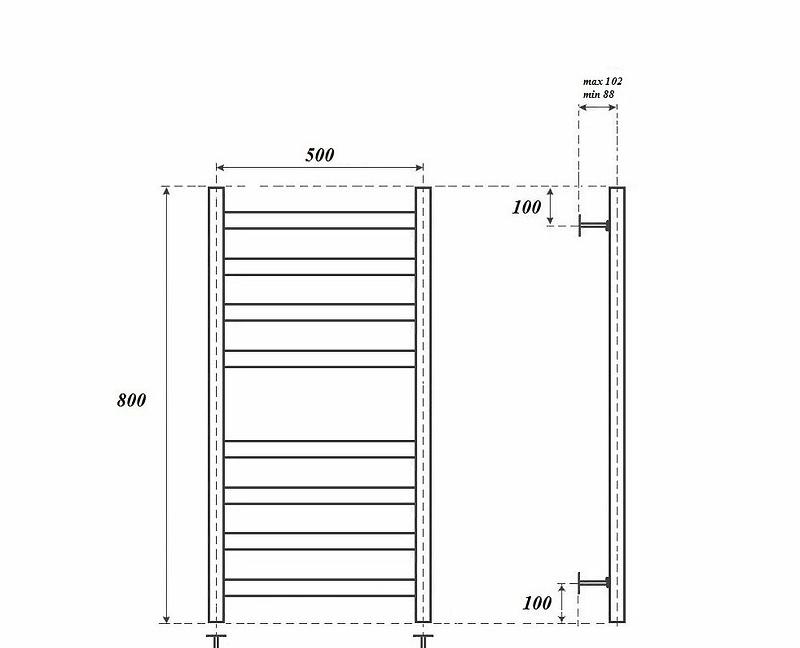 Полотенцесушитель электрический - Point, Меркурий, 8.8x53x86.5 см, PN83158BE