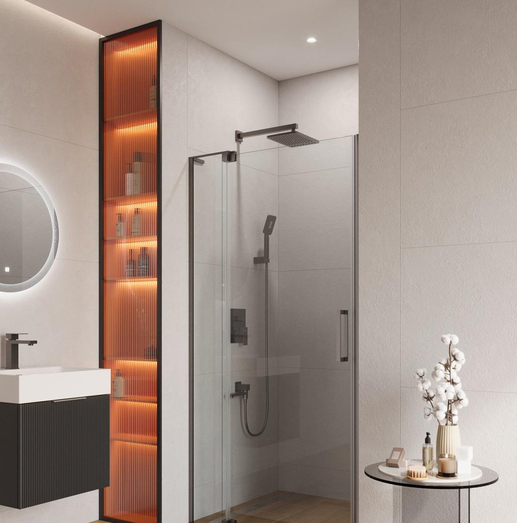 Душевая дверь - Cezares, без коллекции, 80x195 см, SLIDER-B-1-80/90-GRIGIO-GM