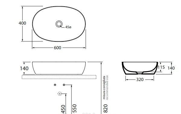 Azzurra Elegance, Раковина, ELLA060400C0BI/(ECI60 bi*0)