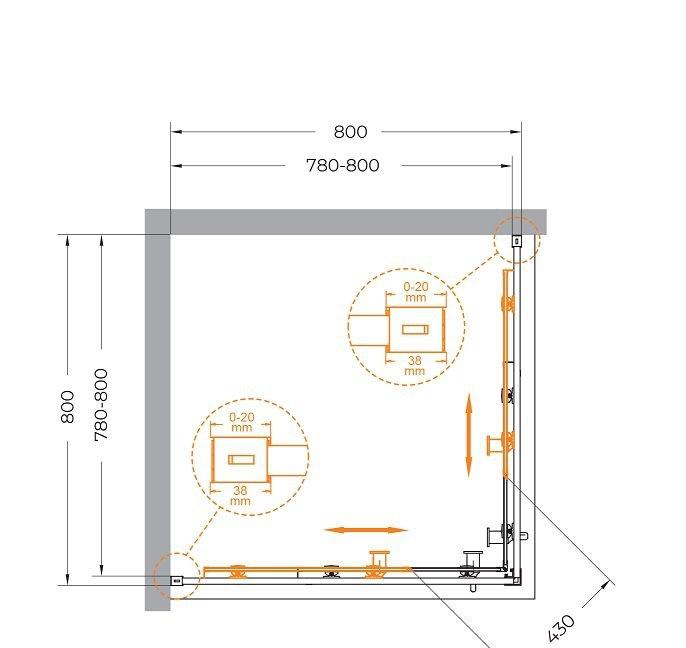 Душевой уголок - Cezares, Relax 304, 80x80x200 см, RELAX-304-A-2-80-C-BORO