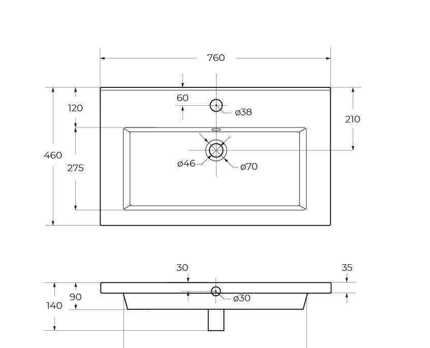 Cezares Plane, Раковина, CZR-8070-75
