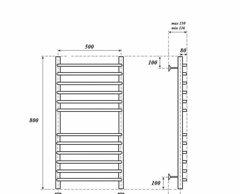 Полотенцесушитель электрический - Point, Нептун Премиум, 15x53.2x80 см, PN09158SE