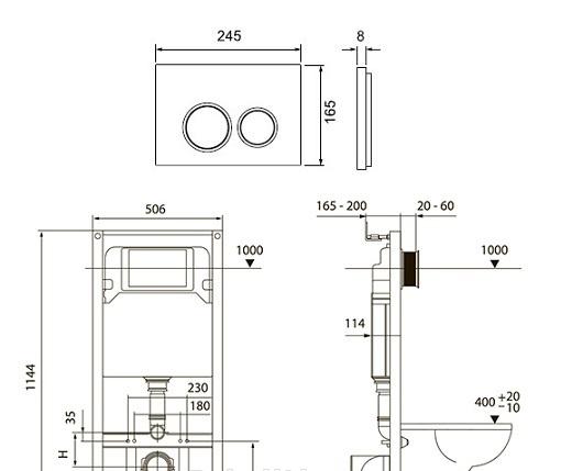 Инсталляция для унитаза - Tece, TECEspring, 20x50.6x114 см, S955104