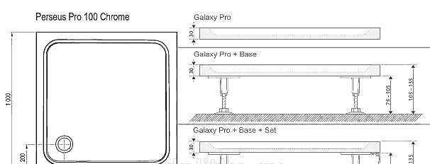 Душевой поддон - Ravak, Perseus, 100x100x3 см, XA04AA01010