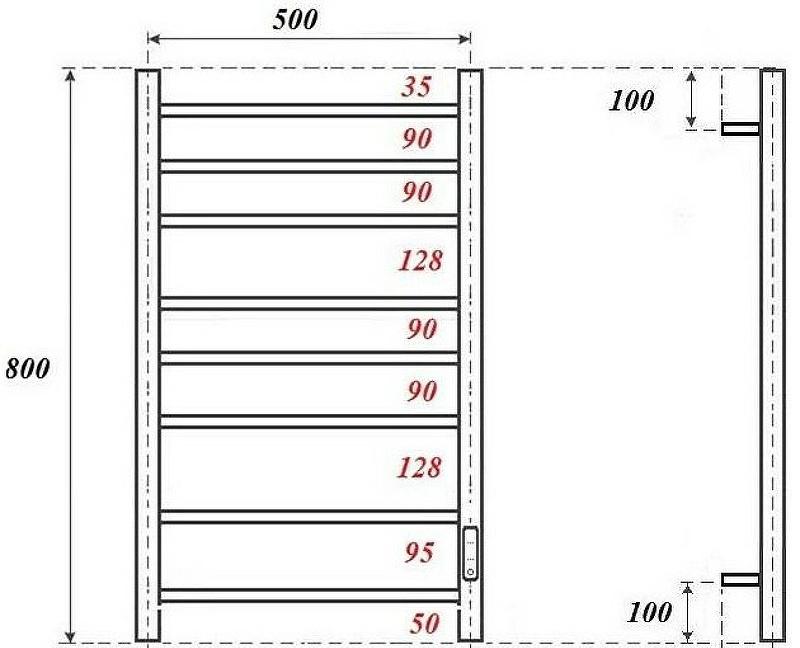 Полотенцесушитель электрический - Point, Аврора, 7.1x53.2x80 см, PN10858GR