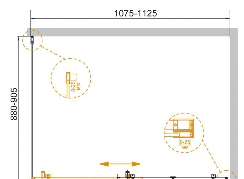 Душевой уголок - Cezares, Stylus Soft, 90x110x195 см, STYLUS-SOFT-AH-1-110/90-C-Cr
