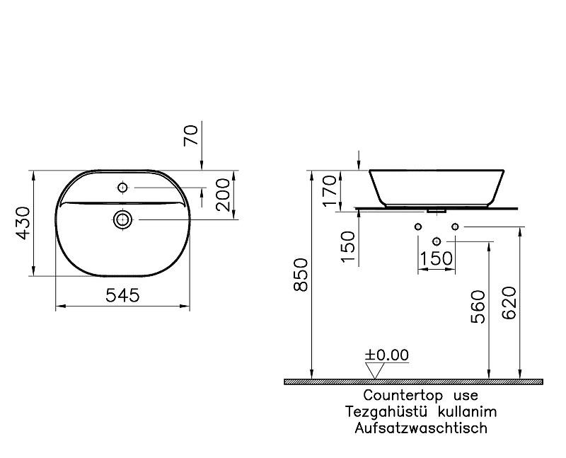 Vitra Geo, Раковина, 7428B003-0001