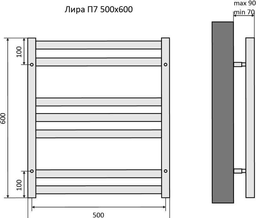 Полотенцесушитель водяной - Aquatek, Лира, 9x50x60 см, AQ KP0760BL