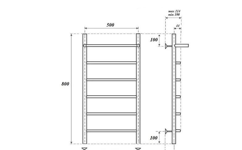 Полотенцесушитель водяной - Point, Афина, 26.5x53.2x80 см, PN04158PB