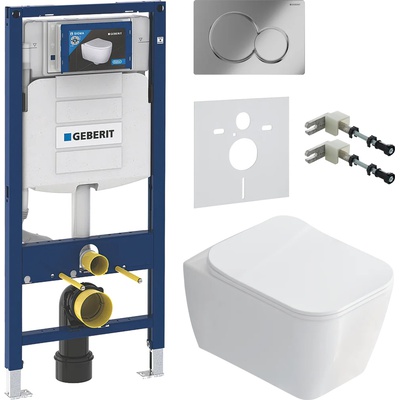 Geberit без коллекции, Унитаз подвесной с инсталляцией и кнопкой, FOS05.BI