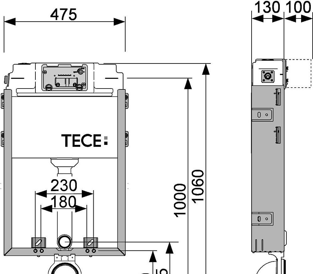 Инсталляция для унитаза - Tece, Teceprofil, 13x47.5x106 см, 9370000