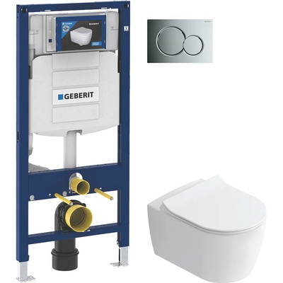 Geberit без коллекции, Унитаз подвесной с инсталляцией и кнопкой, IS100101.801900