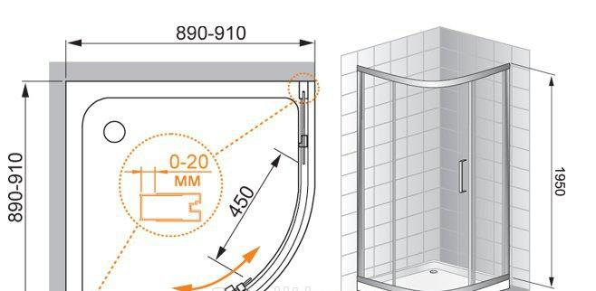 Душевой уголок - Cezares, Porta, 90x90x195 см, PORTA-D-R-1-90-C-Cr / PORTA-R-1-90-C-Cr