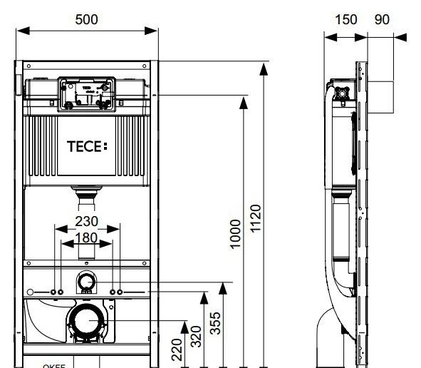 Инсталляция для унитаза - Tece, Profil, 24x50x112 см, 9300379