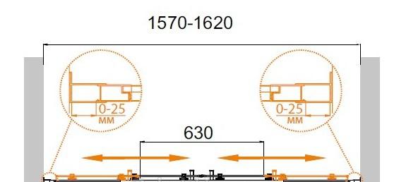 Душевая дверь - Cezares, Molveno, 160x195 см, MOLVENO-BF-2-160-C-Cr-IV / BF-2-160-C-Cr-IV