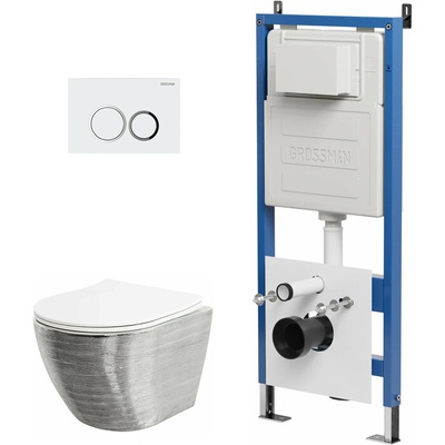 Grossman без коллекции, Унитаз подвесной с инсталляцией и кнопкой, 97.4455SWS.01.000