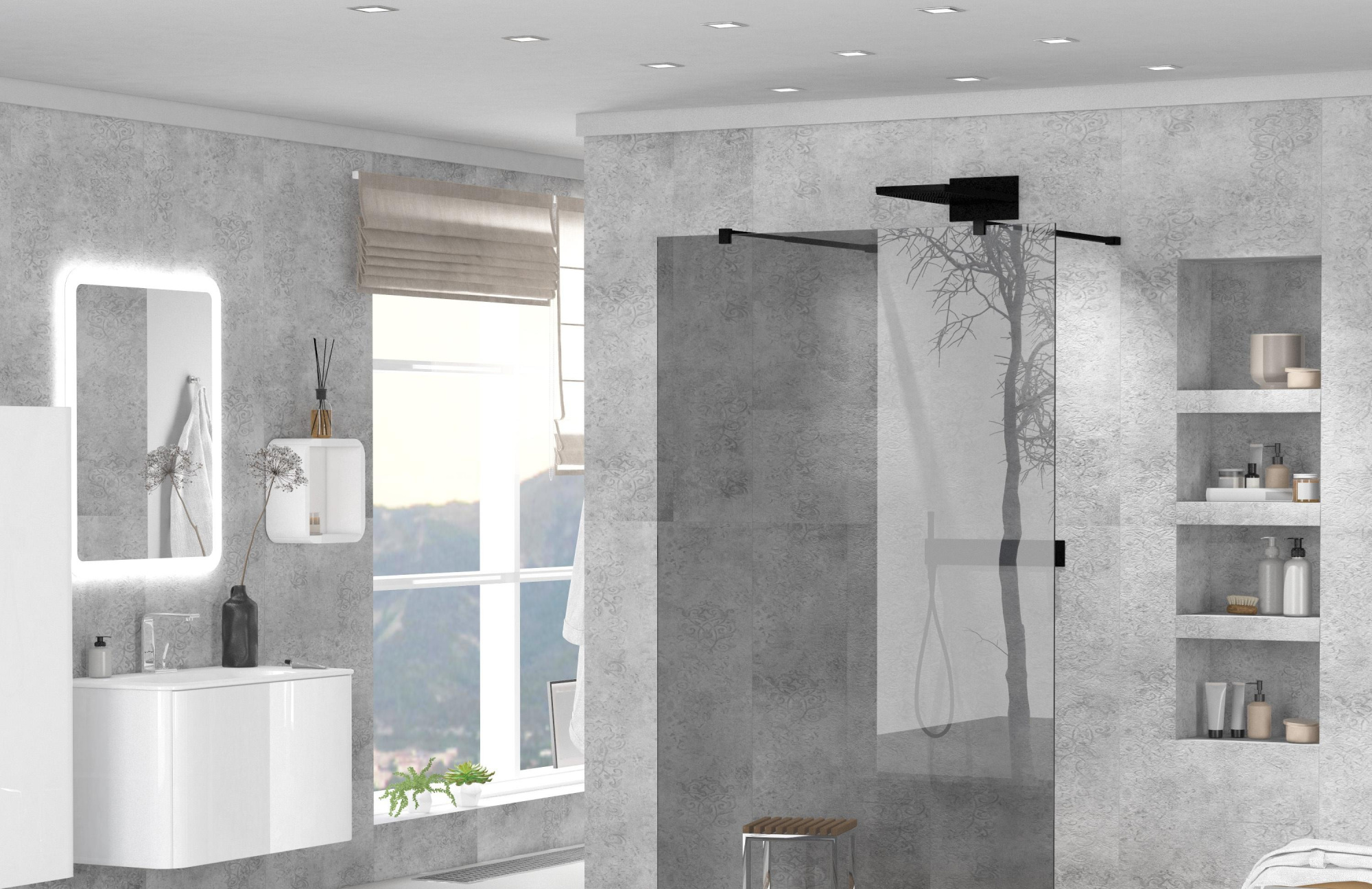 Душевая перегородка - Cezares, Liberta, 110x120x195 см, LIBERTA-L-2-110-120-GR-NERO