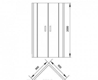 Душевой уголок - Kermi, Cada XS, 90x90x200 см, CKP5509020VPK