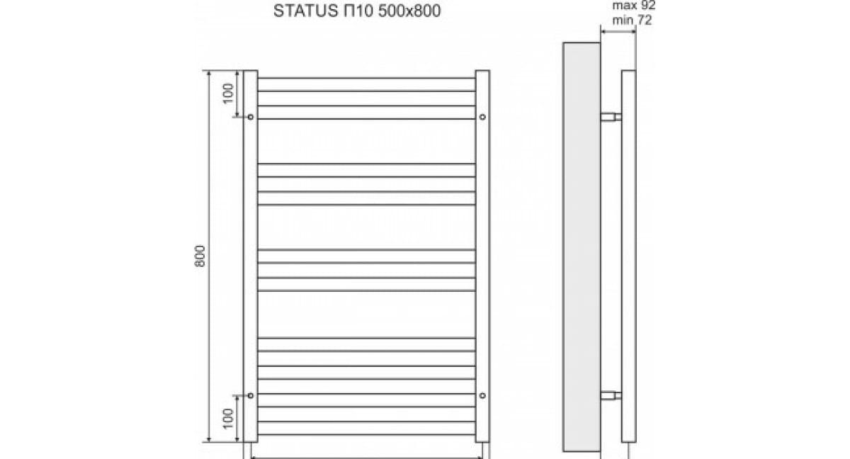 Полотенцесушитель электрический - Lemark, Status, 7.6x50x80 см, LM44810EBR