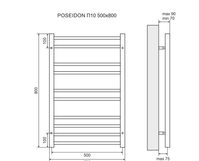 Полотенцесушитель электрический - Lemark, Poseidon, 7x53.2x80 см, LM42810E