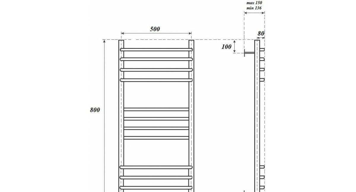 Полотенцесушитель электрический - Point, Омега, 15x50x80 см, PN90158SE