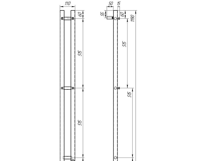 Полотенцесушитель электрический - Point, Гермес, 4.5x11x119 см, PN13812W