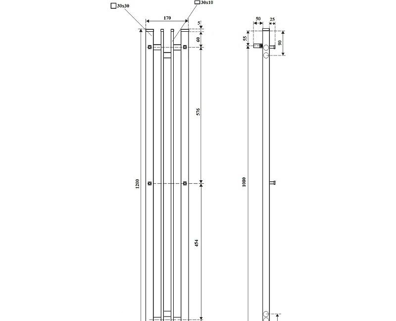 Полотенцесушитель электрический - Point, Фрея, 10.5x17x120 см, PN20722W