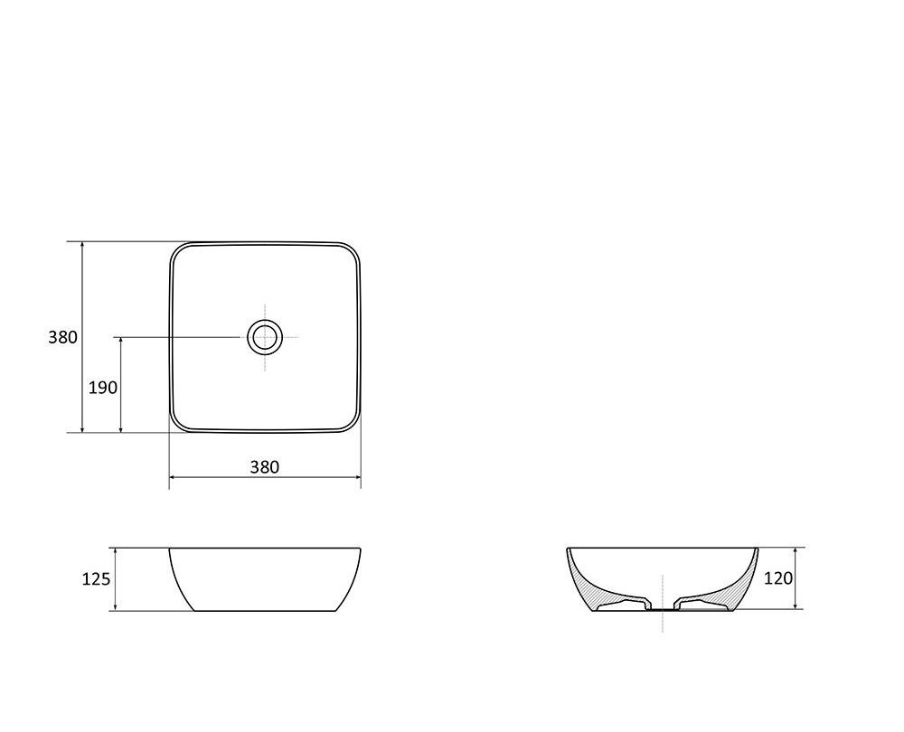 Ravak Uni, Раковина, 380 S SLIM XJX01138001 / XJX01138001