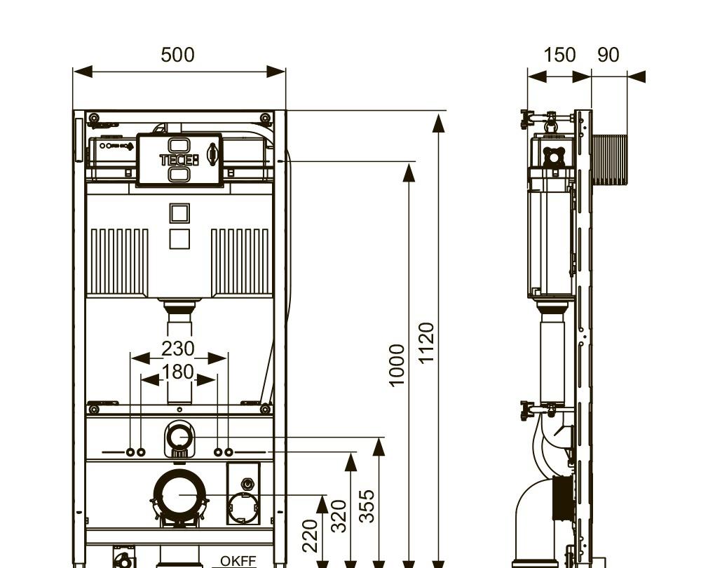 Инсталляция для унитаза - Tece, Teceprofil, 16x50x115.3 см, 9300344