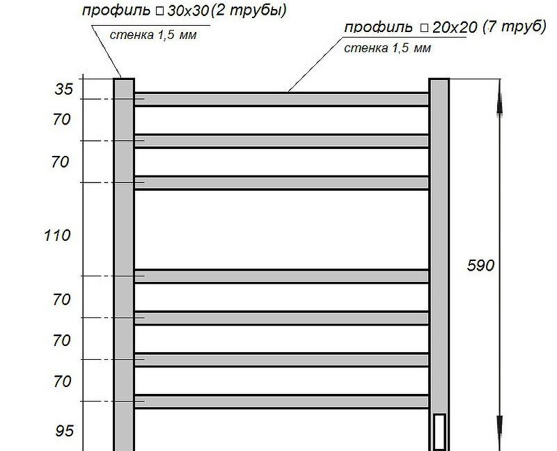 Полотенцесушитель электрический - Point, Вега, 8x53x59 см, PN71856W