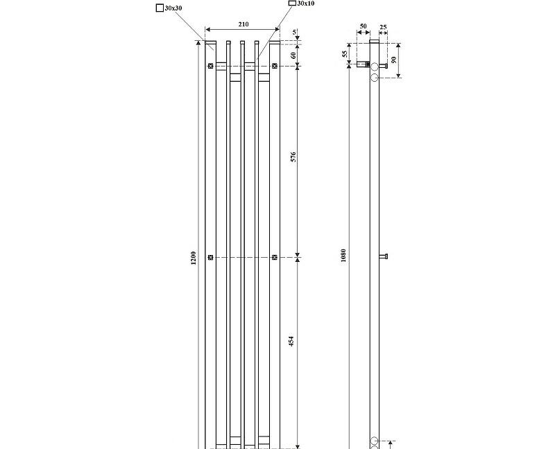 Полотенцесушитель электрический - Point, Фрея, 10.5x21x120 см, PN20732GB