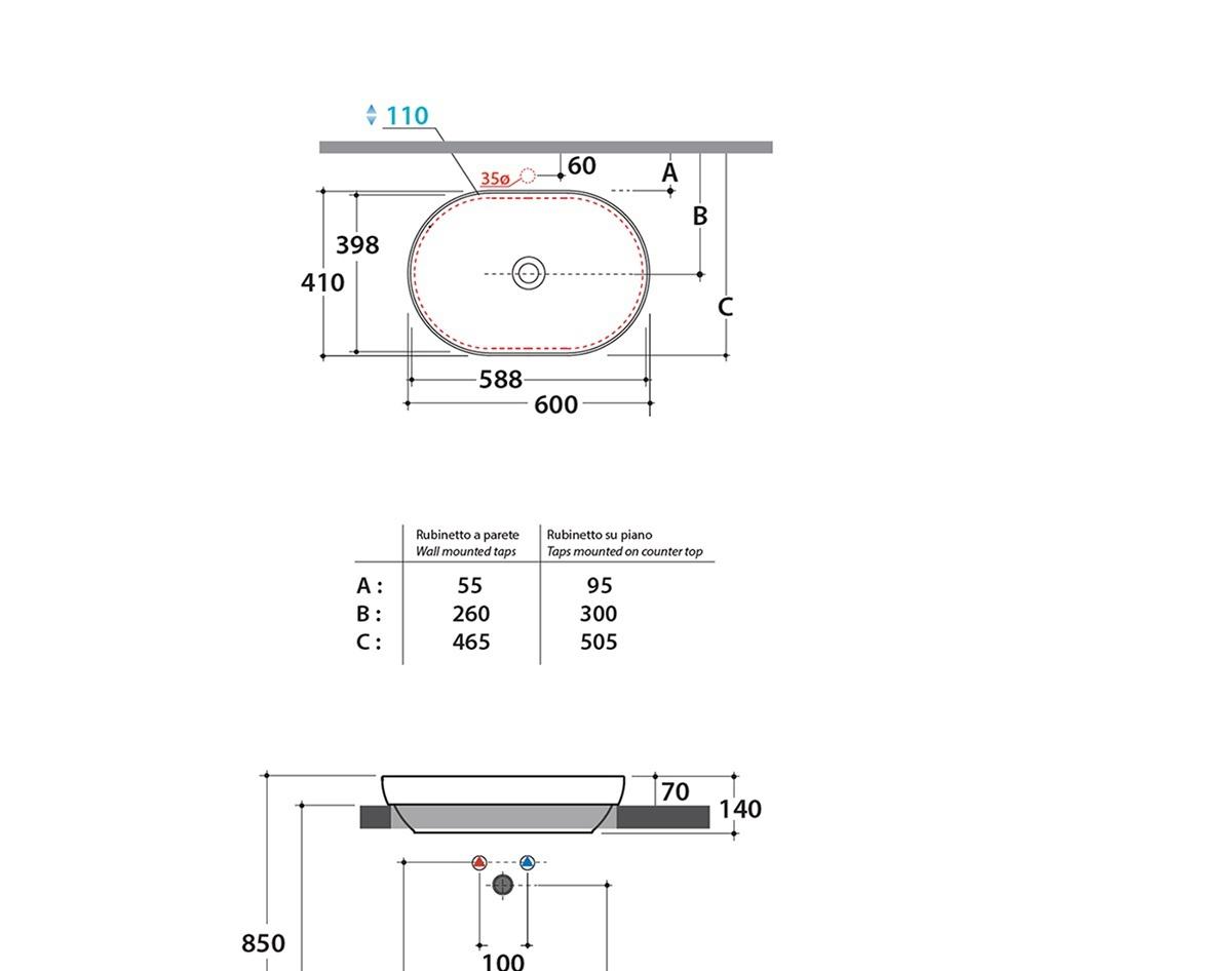 Globo T-Edge, Раковина, B6O61.BI*0