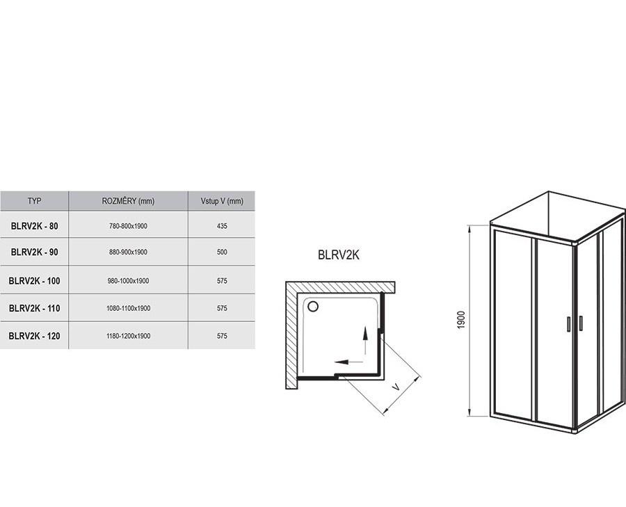 Душевая дверь - Ravak, Blix, 100x100x190 см, 1XVA0U00ZG