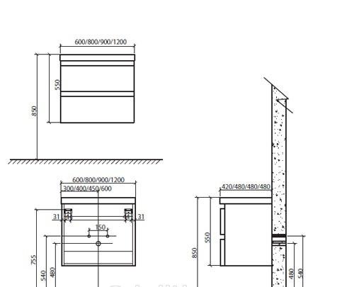 Cezares Duet, Тумба для раковины, DUET-N-900-2C-SO-BL