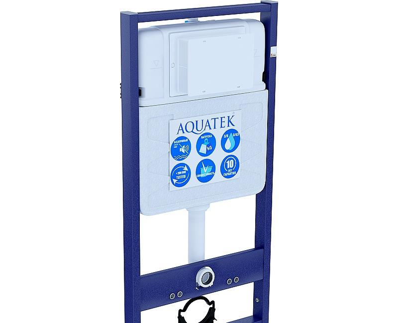 Aquatek Альтаир, Унитаз подвесной с инсталляцией и кнопкой, SET AQUATEK АЛЬТАИР cm-012 4в1