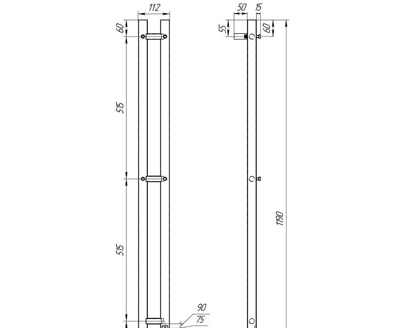 Полотенцесушитель электрический - Point, Деметра, 4.7x11.2x119 см, PN12812W