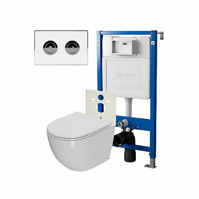 Point Элемент П, Унитаз подвесной с инсталляцией и кнопкой, PN48203WC