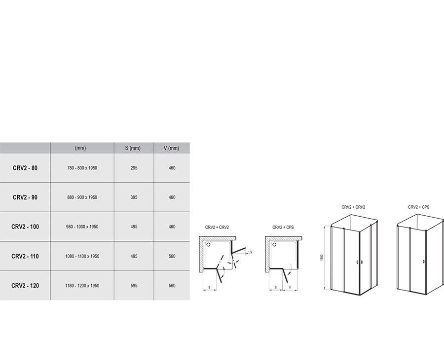 Душевая дверь - Ravak, Chrome, 100x100x195 см, 1QVA0C00Z1