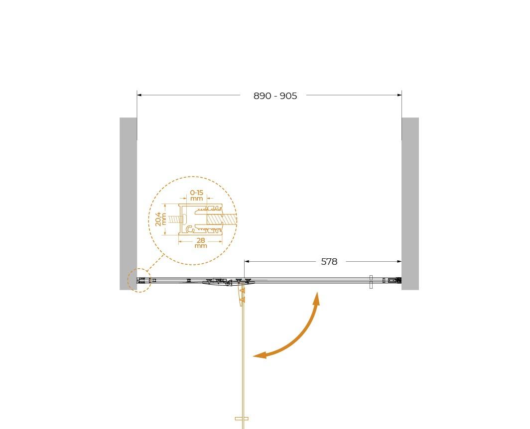 Душевая дверь - Cezares, Liner, 90x195 см, LINER-B-12-90-C-Cr-L