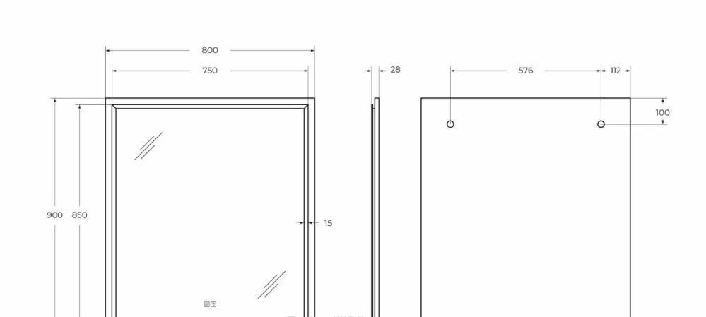 Cezares Interni, Зеркало, CZR-SPC-INT-800-900-LED-TCH-WARM-TIT
