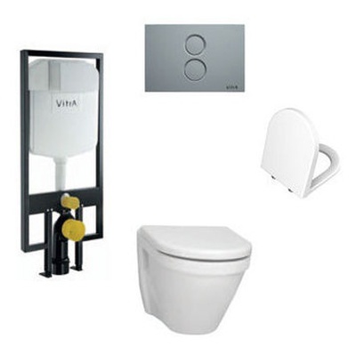Vitra S50, Унитаз подвесной с инсталляцией и кнопкой, 9003B003-7200