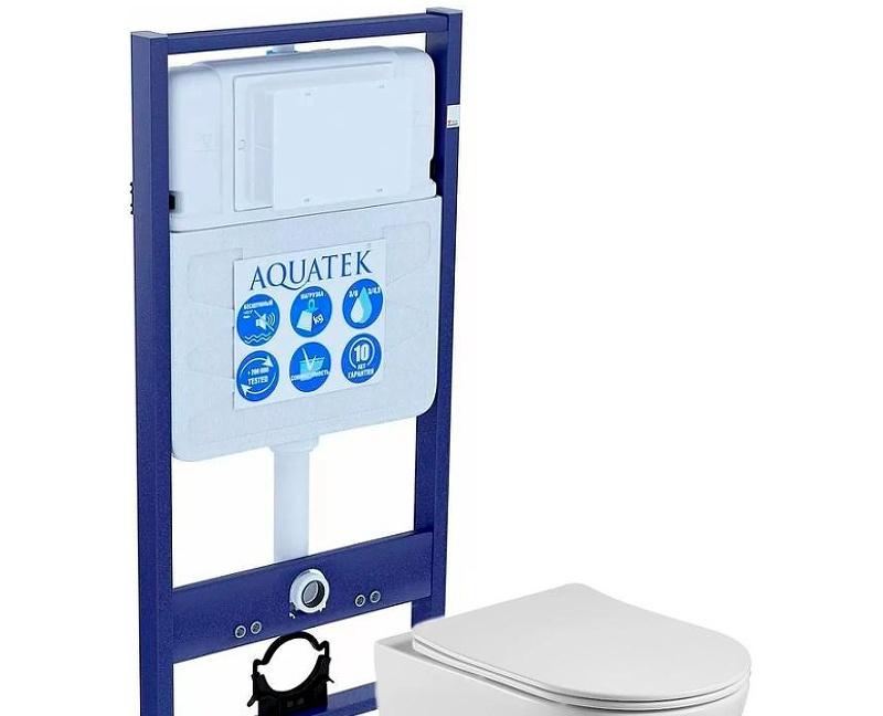 Aquatek Бетта, Унитаз подвесной с инсталляцией и кнопкой, SET AQUATEK БЕТТА